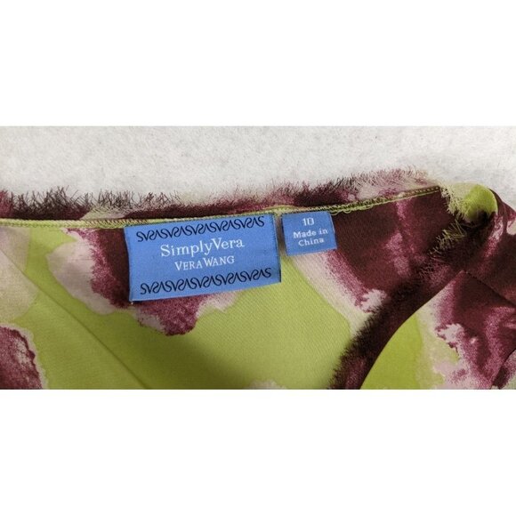 SIMPLY VERA VERA WANG - WOMEN'S GREEN PRINT DRESS BOW DETAIL - SIZE 10 - Picture 6 of 6